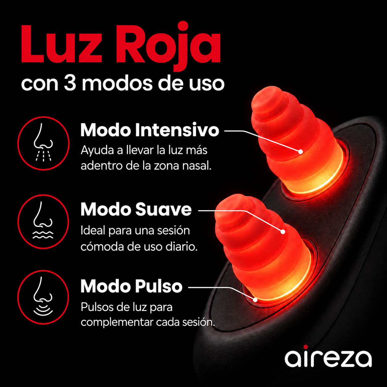 Aireza™ | Dispositivo de Alivio Nasal con Luz Roja