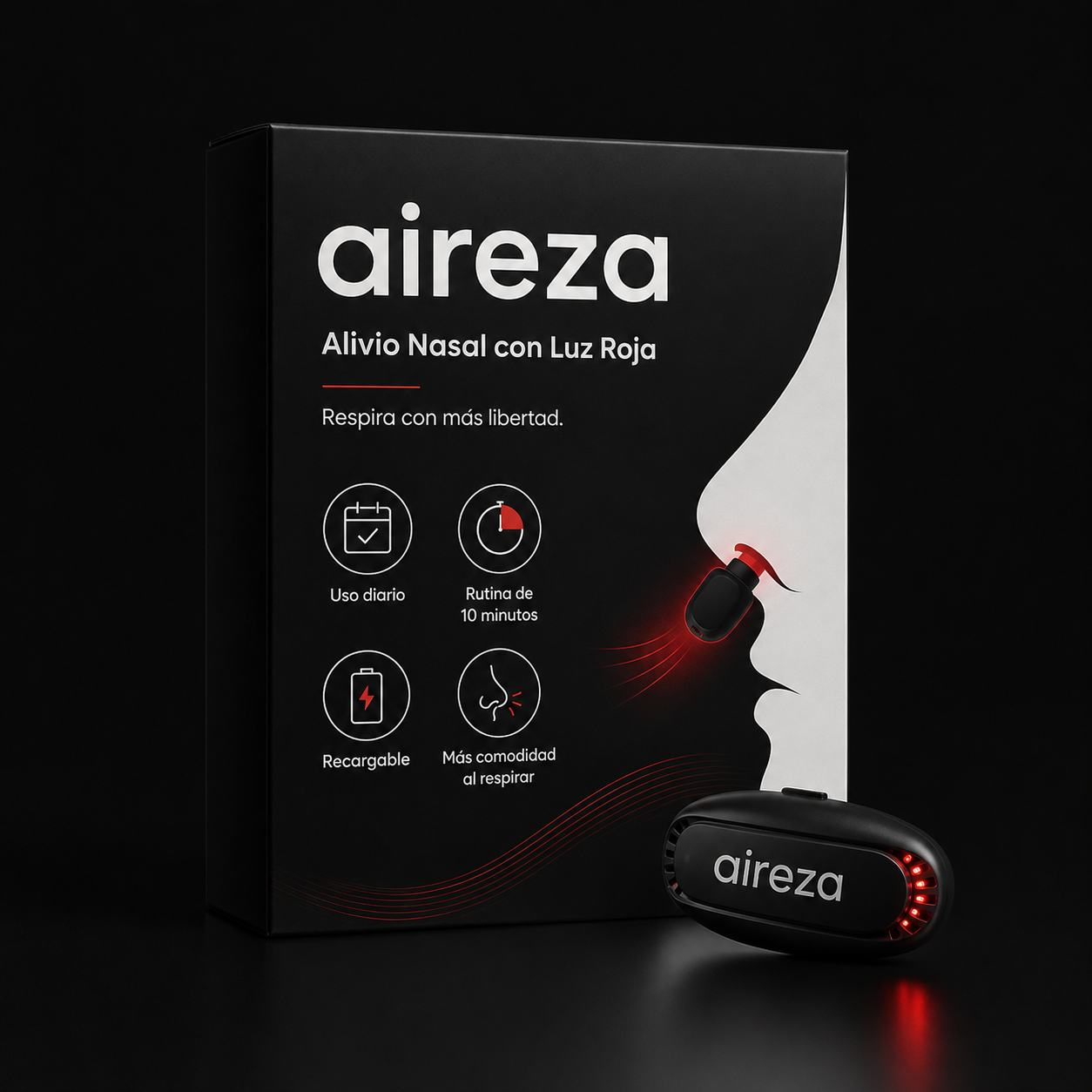 Aireza™ | Dispositivo de Alivio Nasal con Luz Roja