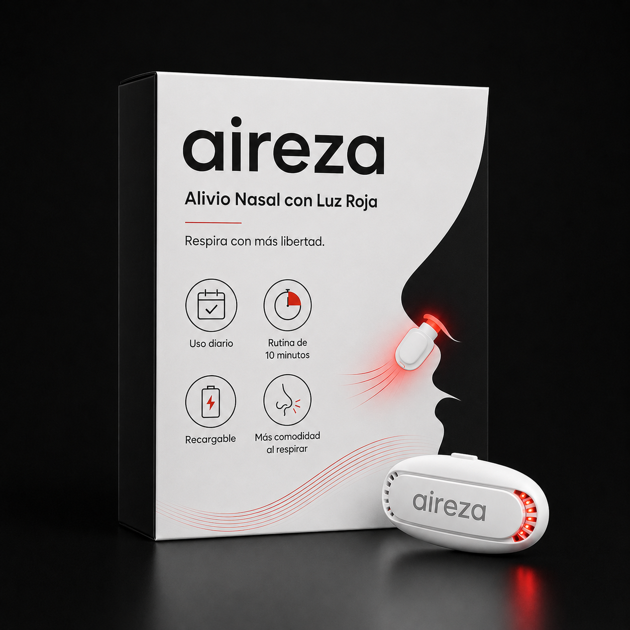 Aireza™ | Dispositivo de Alivio Nasal con Luz Roja
